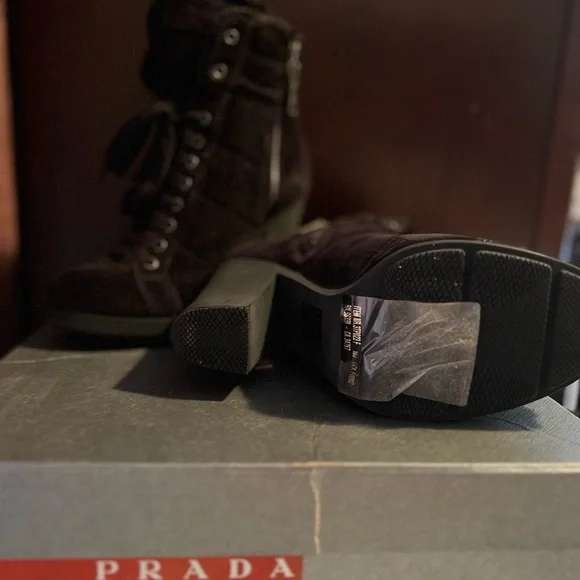 Prada Black Lace-Up Suede Footwear - Picture 2 of 5